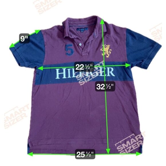 Tommy Hilfiger Shirt Mens Large Burgundy Polo Embroidered Lion & Number 5 - Picture 7 of 7